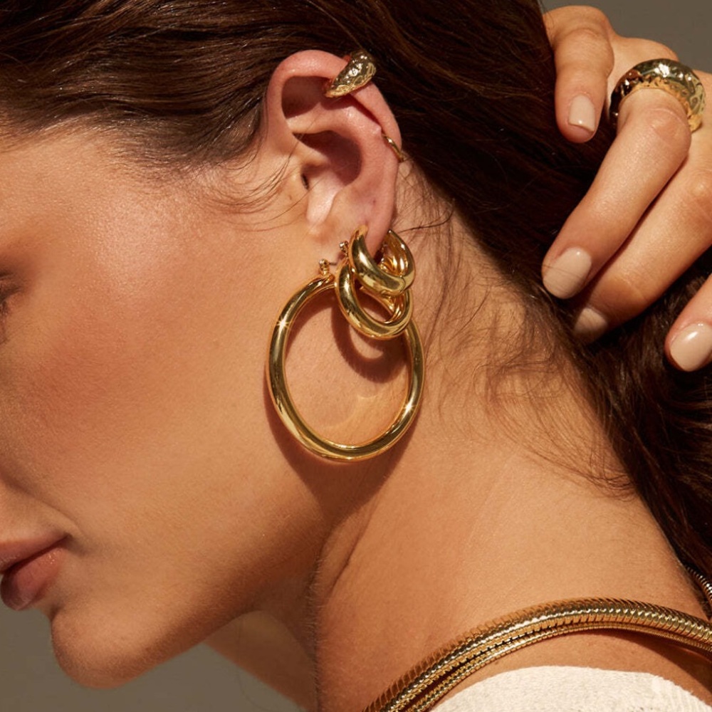 Luv Aj Best Seller Amalfi Tube Hoop Earrings in Gold NWT